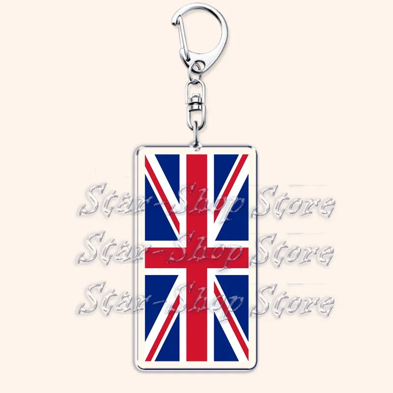 National Country Flags Keychains for Accessories Bag United States Mexico Spain Poland Russia France Chile Keyring Jewelry Gifts
