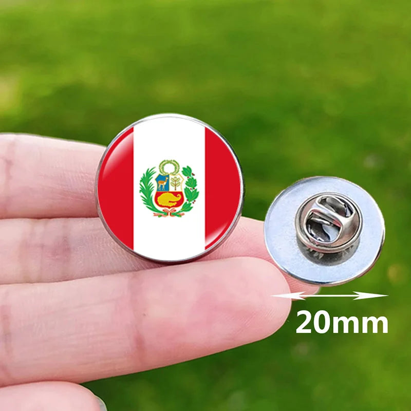 Colombia Flag Pin Stainless Steel Lapel Pins Honduras Nicaragua Peru Philippines Bolivia Finland Salvador Singapore Glass Brooch
