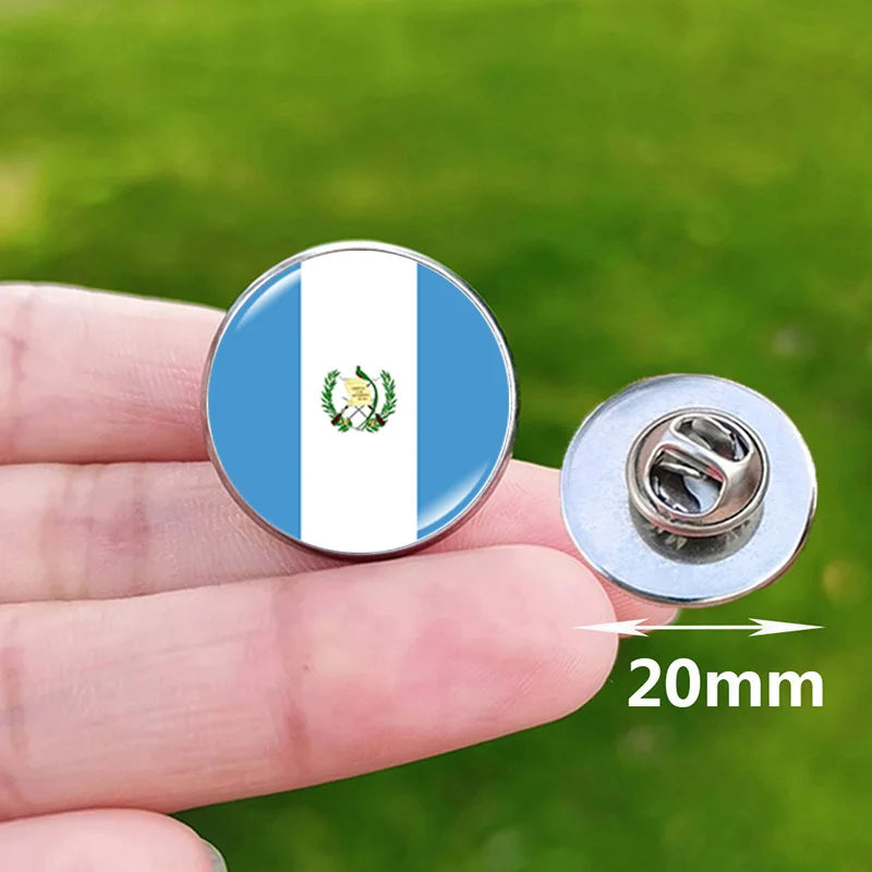 Colombia Flag Pin Stainless Steel Lapel Pins Honduras Nicaragua Peru Philippines Bolivia Finland Salvador Singapore Glass Brooch