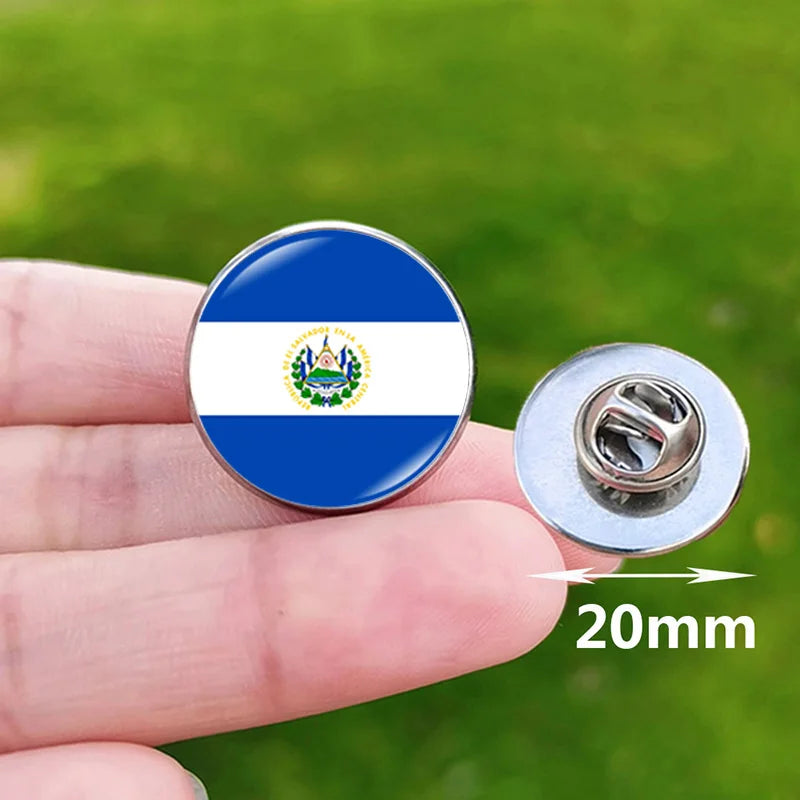 Colombia Flag Pin Stainless Steel Lapel Pins Honduras Nicaragua Peru Philippines Bolivia Finland Salvador Singapore Glass Brooch