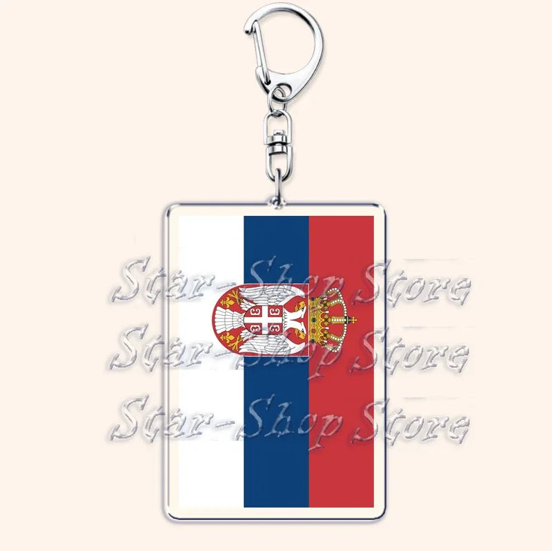 National Country Flags Keychains for Accessories Bag United States Mexico Spain Poland Russia France Chile Keyring Jewelry Gifts