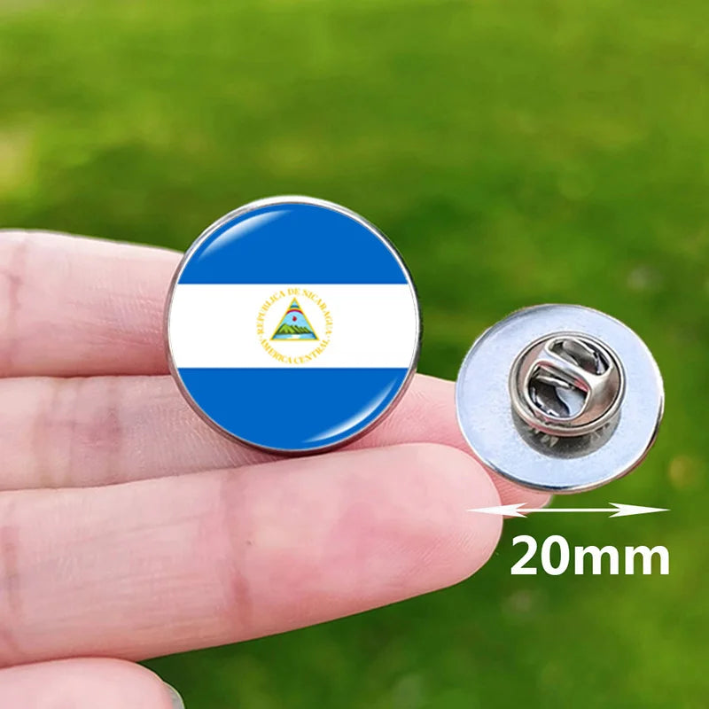 Colombia Flag Pin Stainless Steel Lapel Pins Honduras Nicaragua Peru Philippines Bolivia Finland Salvador Singapore Glass Brooch