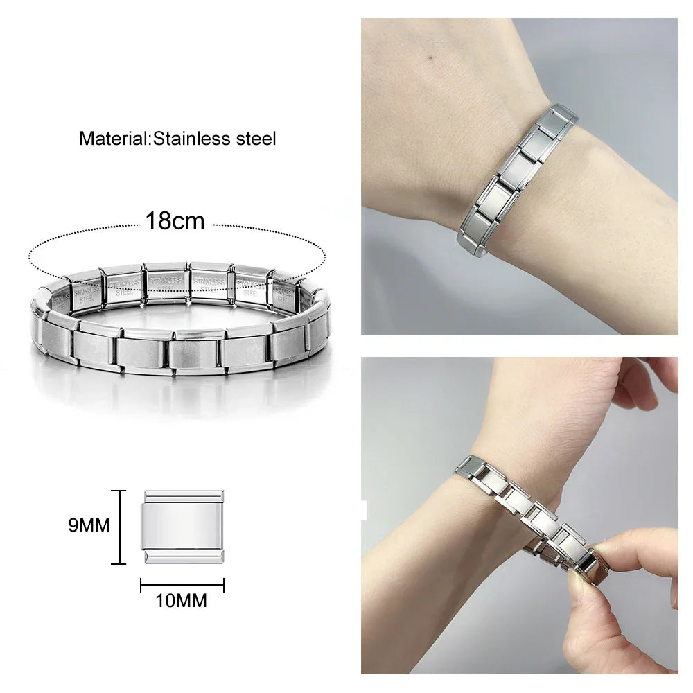 1pc Elastic Charm Chain World National Flag Italian Link fit 9mm Stainless Steel Bracelet DIY Making Jewelry Gifts Accessories