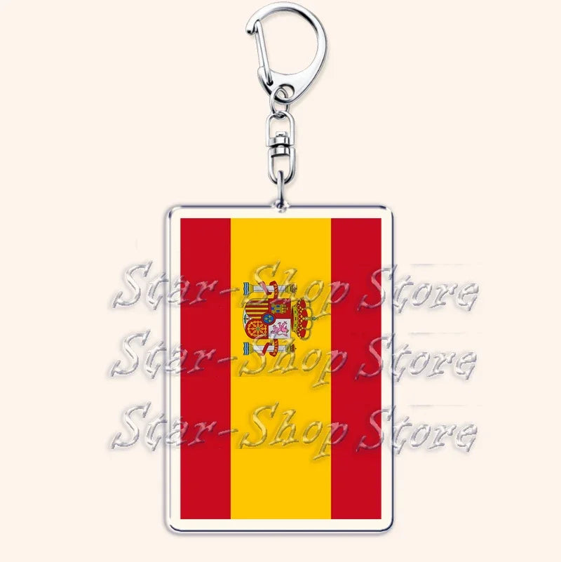 National Country Flags Keychains for Accessories Bag United States Mexico Spain Poland Russia France Chile Keyring Jewelry Gifts