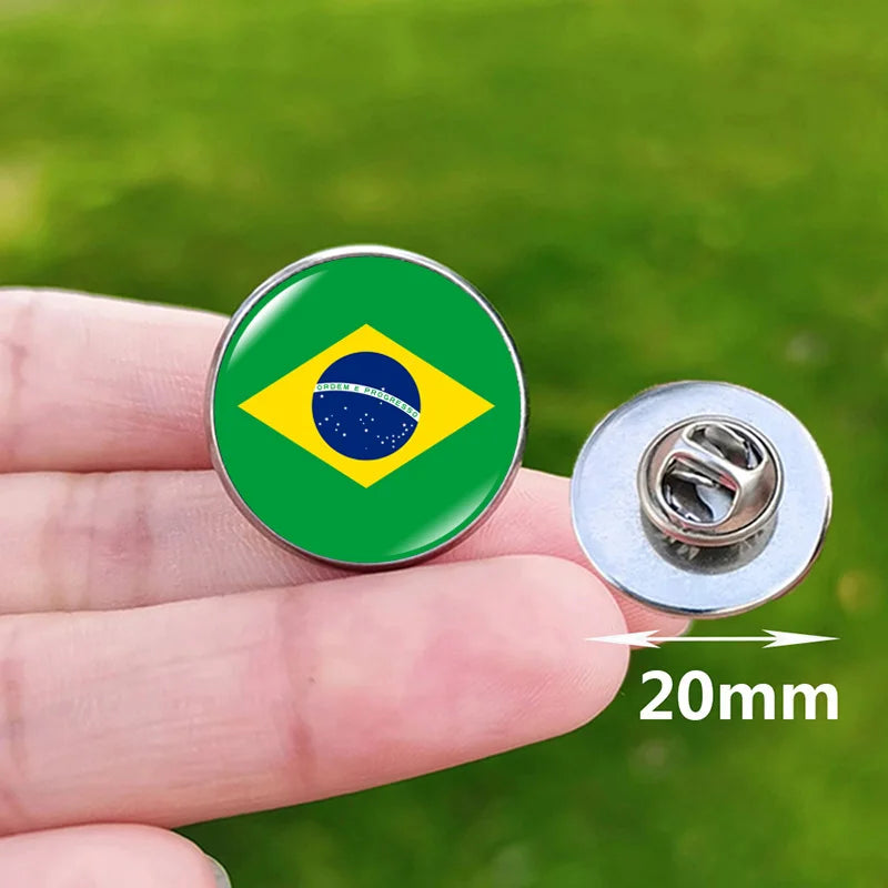 2024 National Flag Pin Serbia France Spain Uruguay Croatia Chile Romania Netherlands Switzerland Brazil Football Brooch Gift