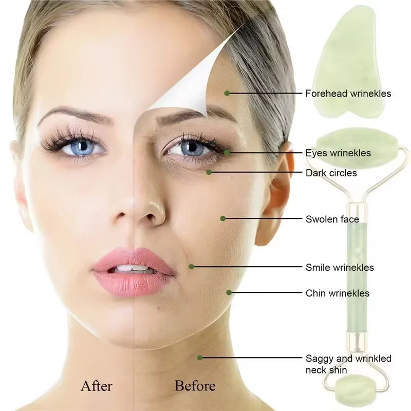 Facial Beauty Care Scraping Double Head Roller Massager Scraping Board for Face Eyes and Body Massage Sha Care Special Tool Set