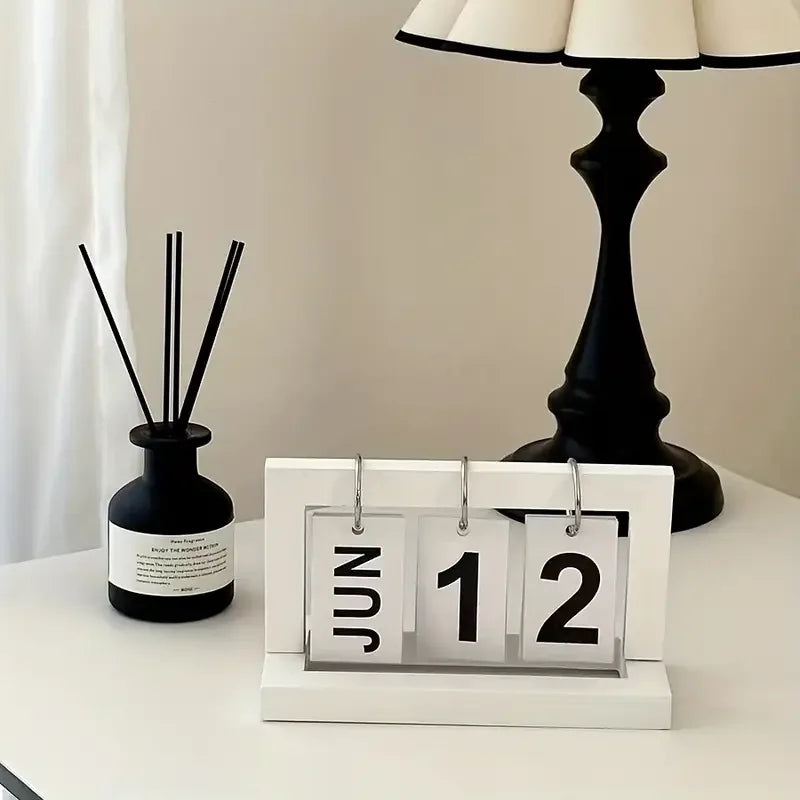 Ins Minimalist Style Living Room Office Decoration Wooden Calendar Ornament Modern Desk Accessories Simple Home Decor Crafts Gift