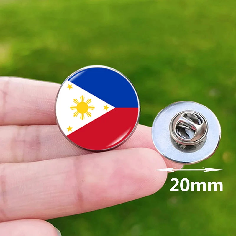 Colombia Flag Pin Stainless Steel Lapel Pins Honduras Nicaragua Peru Philippines Bolivia Finland Salvador Singapore Glass Brooch