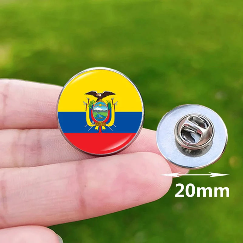 Colombia Flag Pin Stainless Steel Lapel Pins Honduras Nicaragua Peru Philippines Bolivia Finland Salvador Singapore Glass Brooch