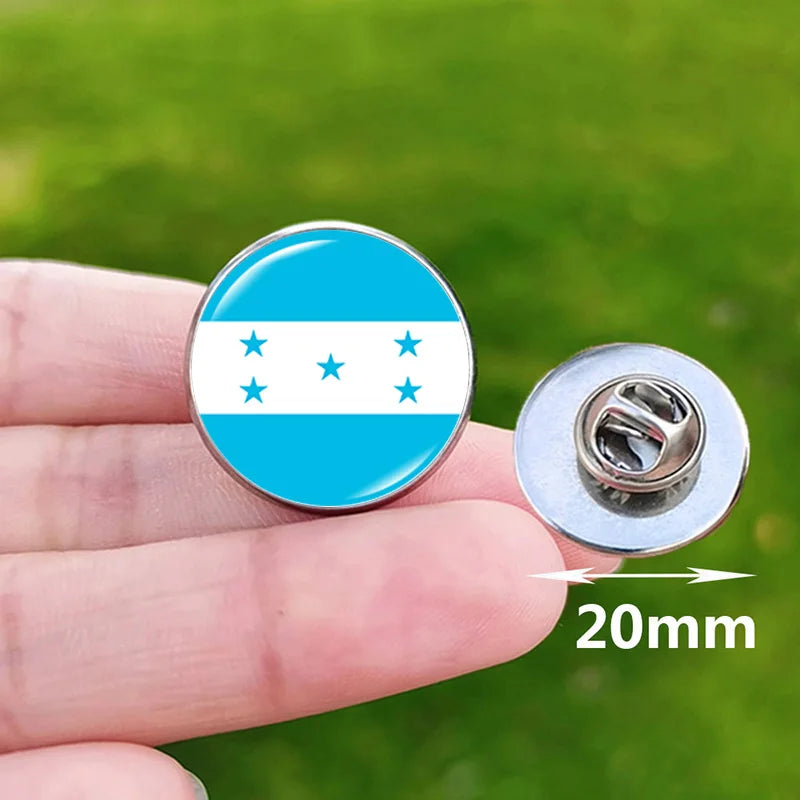 Colombia Flag Pin Stainless Steel Lapel Pins Honduras Nicaragua Peru Philippines Bolivia Finland Salvador Singapore Glass Brooch