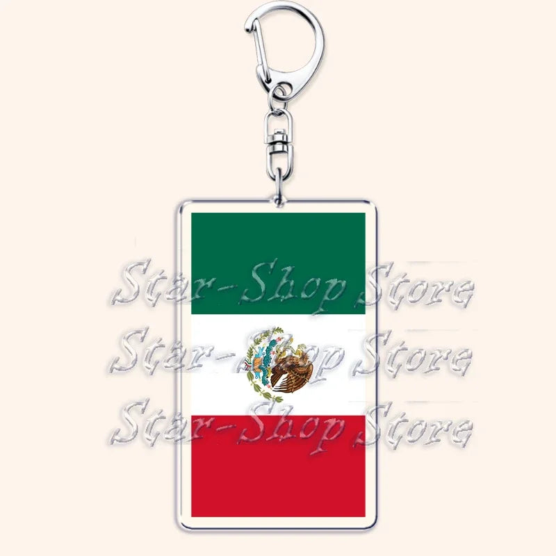 National Country Flags Keychains for Accessories Bag United States Mexico Spain Poland Russia France Chile Keyring Jewelry Gifts