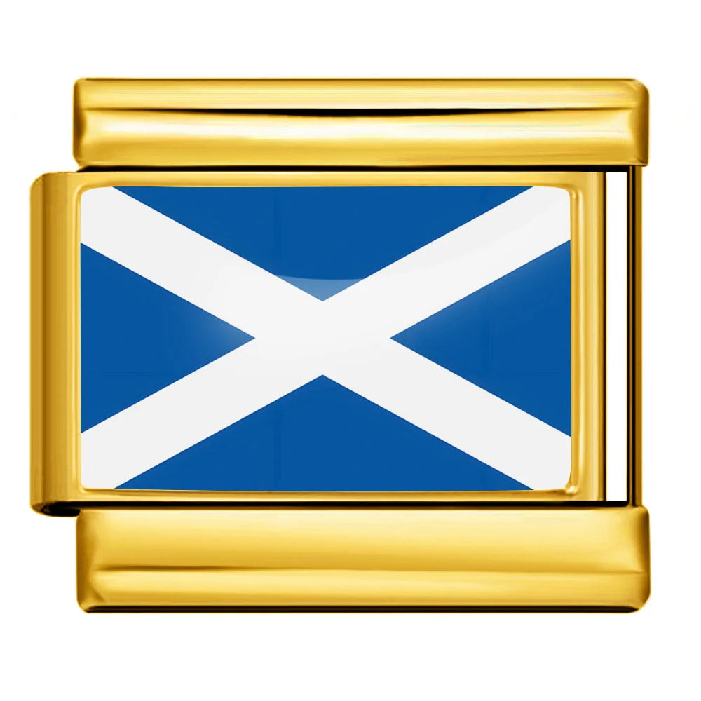 1pc Elastic Charm Chain World National Flag Italian Link fit 9mm Stainless Steel Bracelet DIY Making Jewelry Gifts Accessories