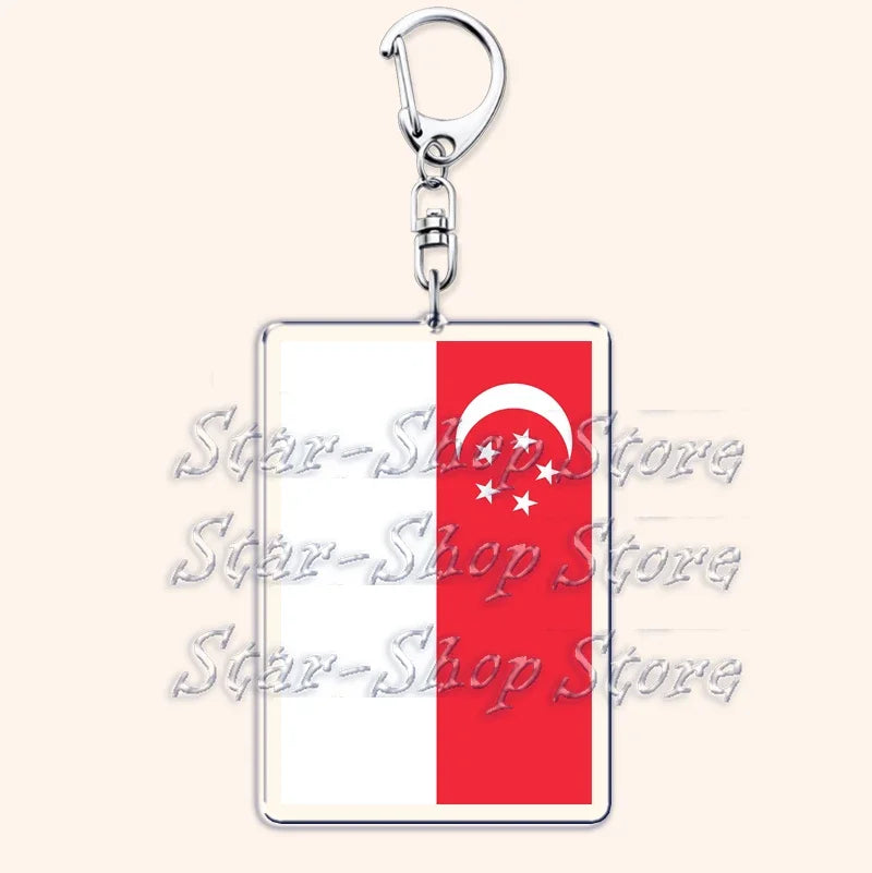 National Country Flags Keychains for Accessories Bag United States Mexico Spain Poland Russia France Chile Keyring Jewelry Gifts