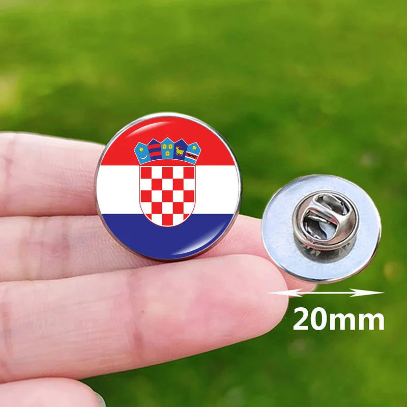 2024 National Flag Pin Serbia France Spain Uruguay Croatia Chile Romania Netherlands Switzerland Brazil Football Brooch Gift