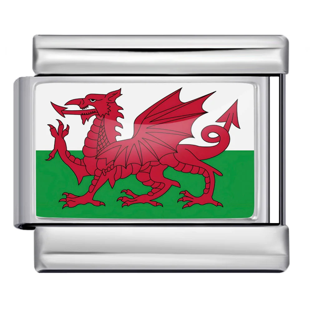 1pc Elastic Charm Chain World National Flag Italian Link fit 9mm Stainless Steel Bracelet DIY Making Jewelry Gifts Accessories