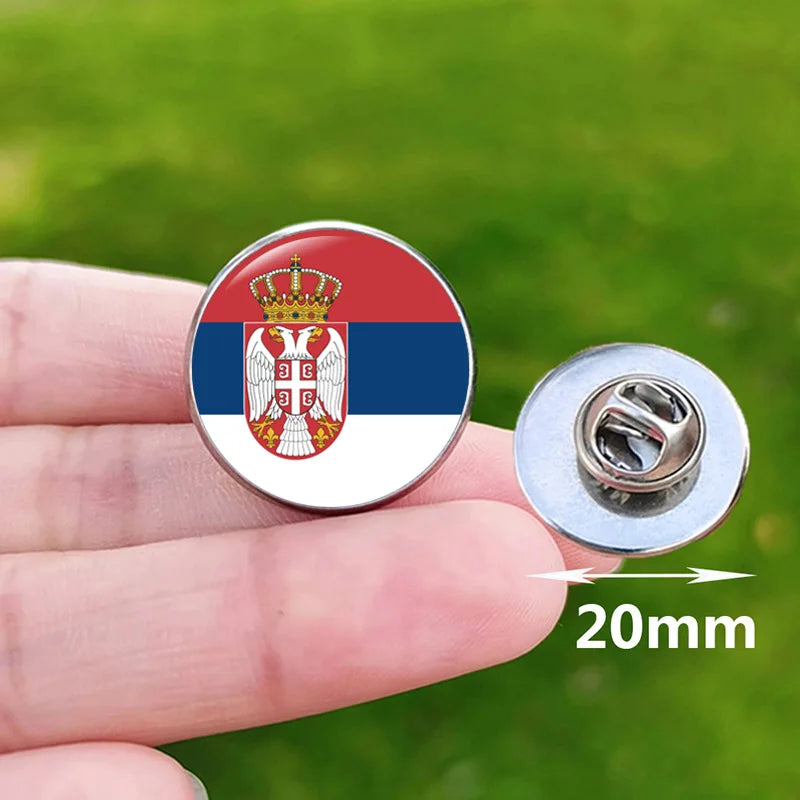 2024 National Flag Pin Serbia France Spain Uruguay Croatia Chile Romania Netherlands Switzerland Brazil Football Brooch Gift