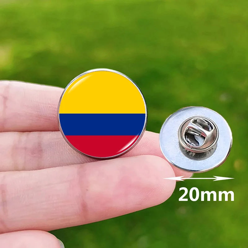 Colombia Flag Pin Stainless Steel Lapel Pins Honduras Nicaragua Peru Philippines Bolivia Finland Salvador Singapore Glass Brooch