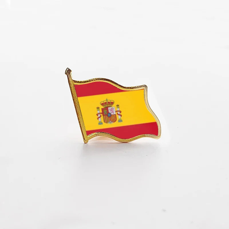 National Flag Pin Country Flag Metal Lapel Pin Russia Ukraine Spain France Badges For Clothes Bag Hat Collar Jewelry Accessories