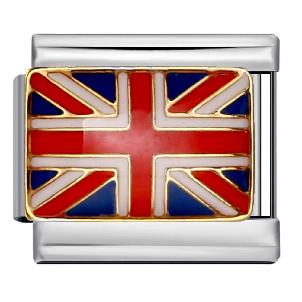 1pc Elastic Charm Chain World National Flag Italian Link fit 9mm Stainless Steel Bracelet DIY Making Jewelry Gifts Accessories