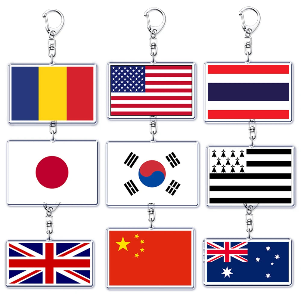 Country Flags Key Chain Keychains Ring for Accessories Bag Pendant American Britain Korean Korean Keyring Jewelry Fans Gifts