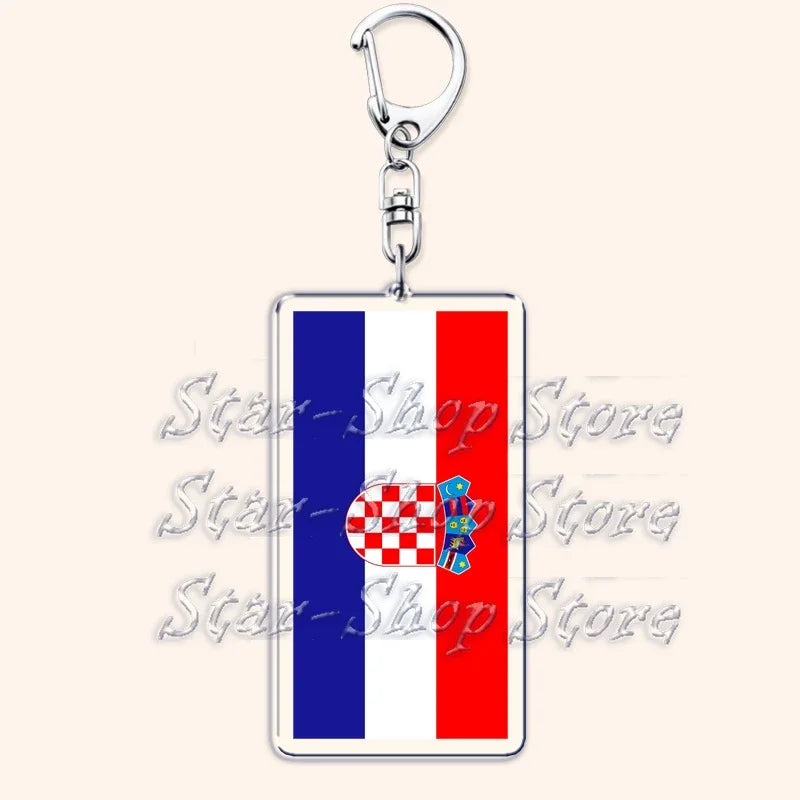 National Country Flags Keychains for Accessories Bag United States Mexico Spain Poland Russia France Chile Keyring Jewelry Gifts
