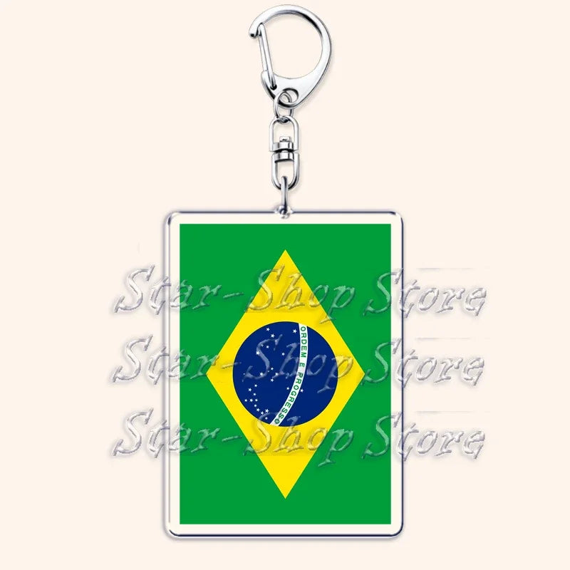 National Country Flags Keychains for Accessories Bag United States Mexico Spain Poland Russia France Chile Keyring Jewelry Gifts