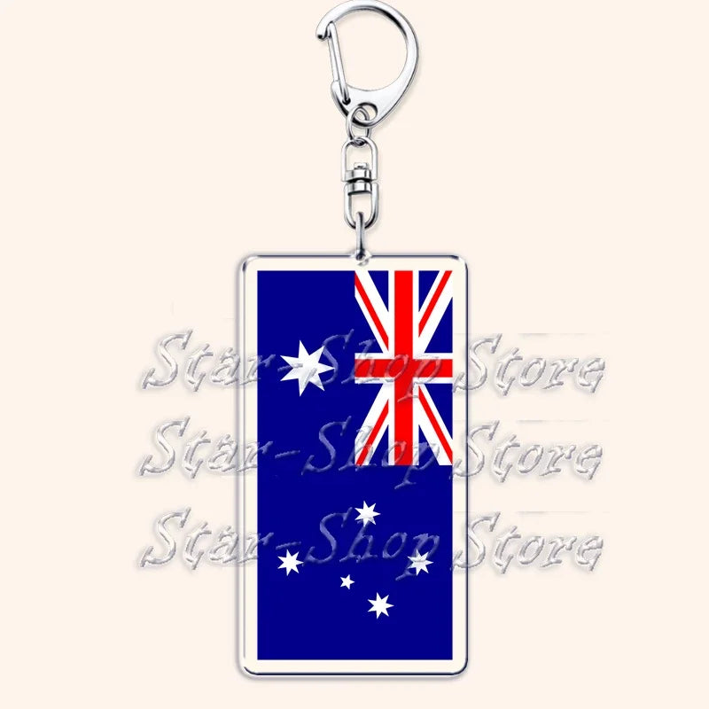 National Country Flags Keychains for Accessories Bag United States Mexico Spain Poland Russia France Chile Keyring Jewelry Gifts