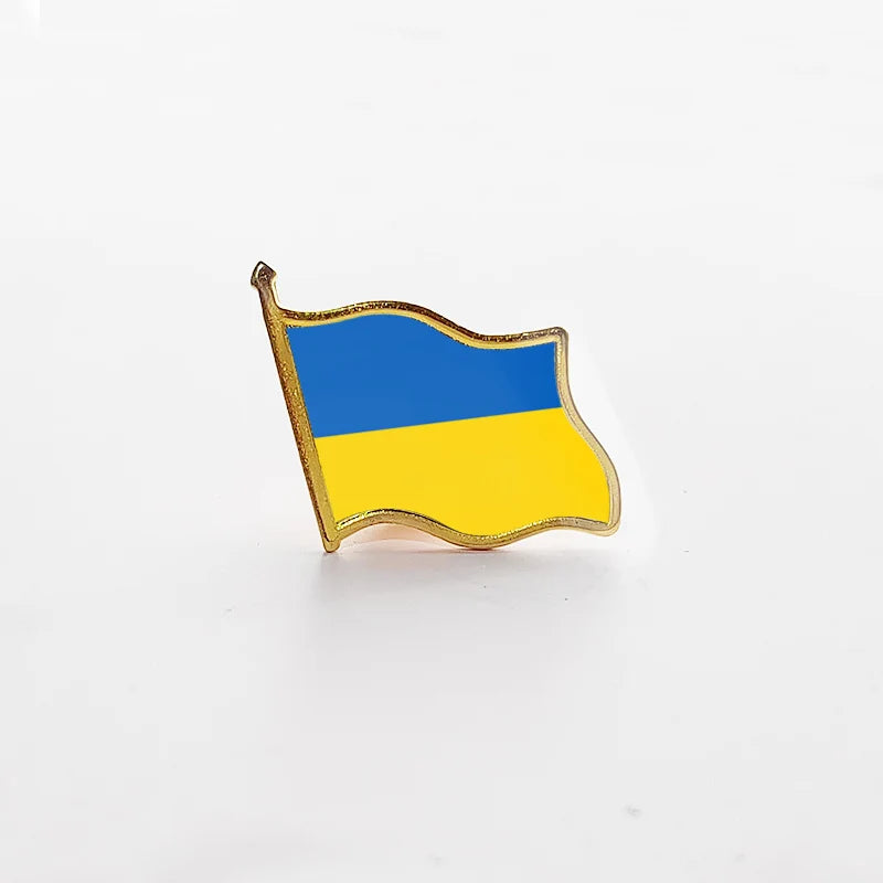 National Flag Pin Country Flag Metal Lapel Pin Russia Ukraine Spain France Badges For Clothes Bag Hat Collar Jewelry Accessories