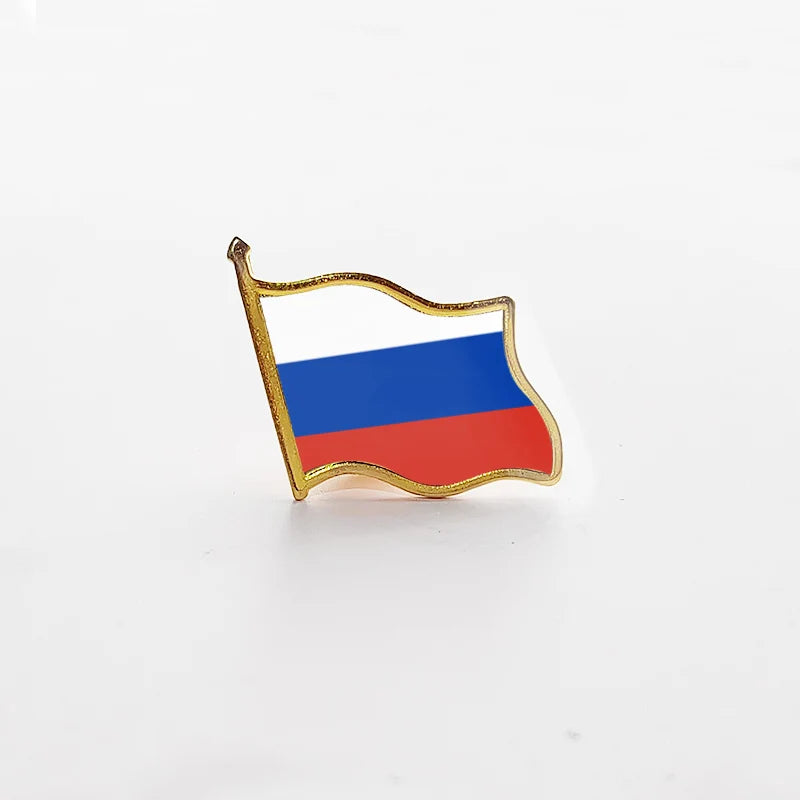 National Flag Pin Country Flag Metal Lapel Pin Russia Ukraine Spain France Badges For Clothes Bag Hat Collar Jewelry Accessories