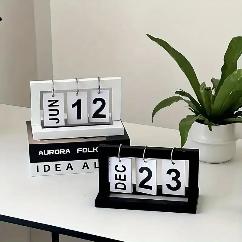 Ins Minimalist Style Living Room Office Decoration Wooden Calendar Ornament Modern Desk Accessories Simple Home Decor Crafts Gift