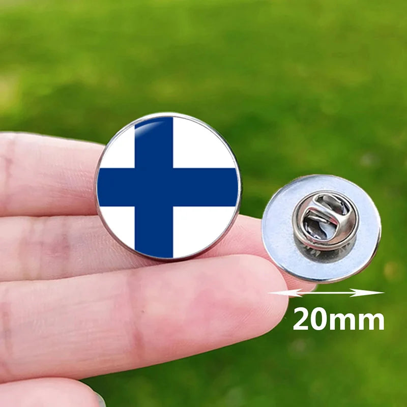 Colombia Flag Pin Stainless Steel Lapel Pins Honduras Nicaragua Peru Philippines Bolivia Finland Salvador Singapore Glass Brooch
