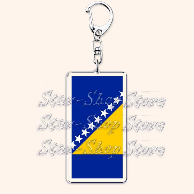 National Country Flags Keychains for Accessories Bag United States Mexico Spain Poland Russia France Chile Keyring Jewelry Gifts
