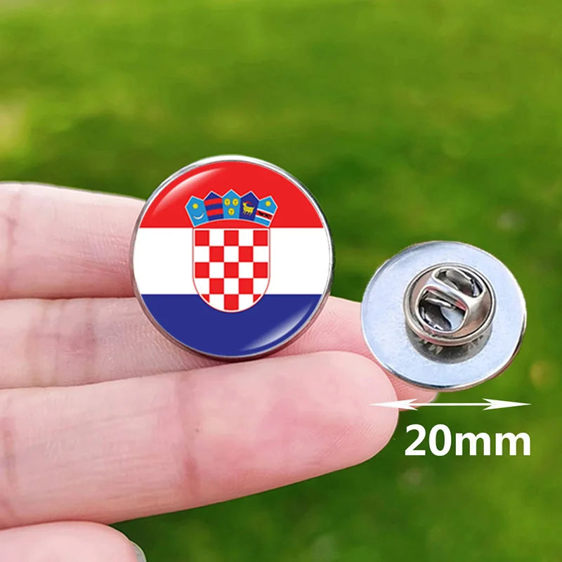 Colombia Flag Pin Stainless Steel Lapel Pins Honduras Nicaragua Peru Philippines Bolivia Finland Salvador Singapore Glass Brooch