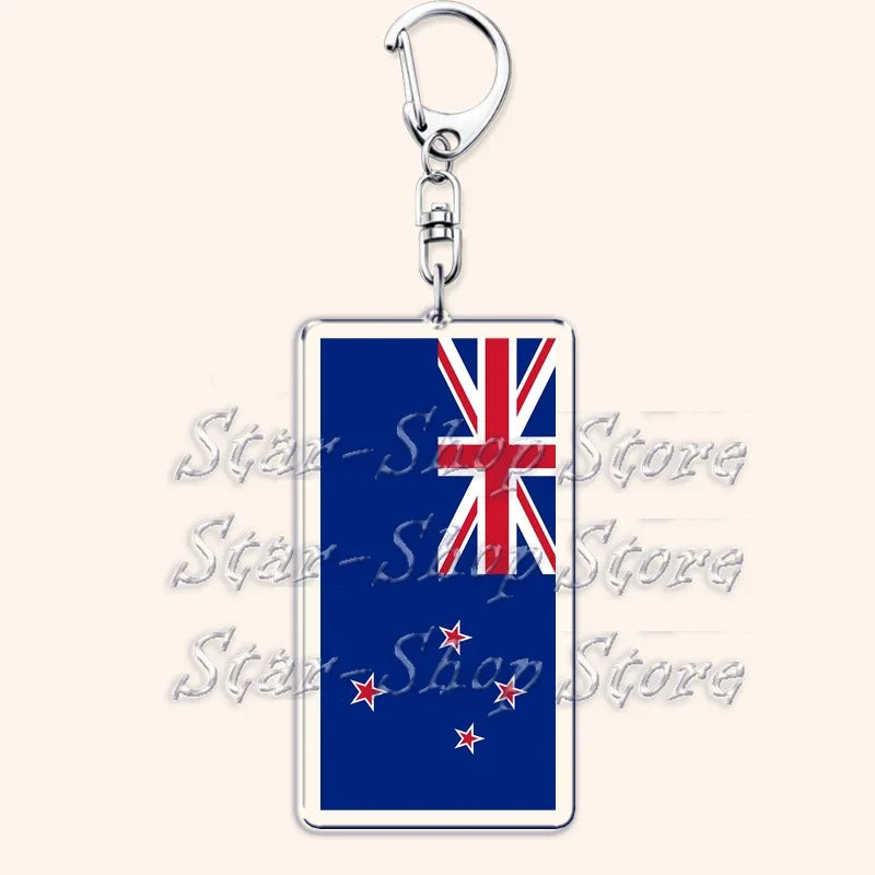 National Country Flags Keychains for Accessories Bag United States Mexico Spain Poland Russia France Chile Keyring Jewelry Gifts