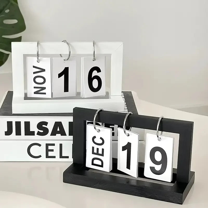 Ins Minimalist Style Living Room Office Decoration Wooden Calendar Ornament Modern Desk Accessories Simple Home Decor Crafts Gift